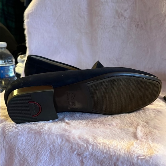 Black Loafers with Silver Hardware and Moccasin Stitching B07